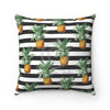 Pineapple Exotic Dark Grey Stripes Square Pillow Home Decor