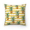 Pineapple Exotic Yellow Stripes Square Pillow 14X14 Home Decor