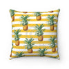 Pineapple Exotic Yellow Stripes Square Pillow Home Decor