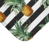 Pineapples And Dark Grey Stripes Chic Bath Mat Home Decor