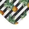 Pineapples And Dark Grey Stripes Chic Bath Mat Home Decor
