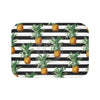 Pineapples And Dark Grey Stripes Chic Bath Mat Small 24X17 Home Decor