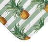 Pineapples And Green Stripes Chic Bath Mat Home Decor