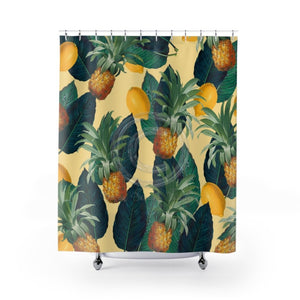 Pineapples And Lemons Beige Shower Curtain 71X74 Home Decor