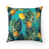 Pineapples And Lemons Exotic Teal Chic Square Pillow 14X14 Home Decor