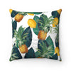 Pineapples And Lemons Exotic White Chic Square Pillow 14X14 Home Decor