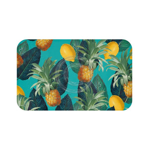 Pineapples And Lemons Teal Bath Mat Large 34X21 Home Decor