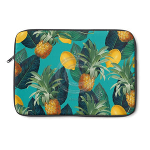 Pineapples And Lemons Vintage Teal Collage Laptop Sleeve 13