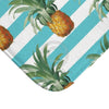 Pineapples And Teal Blue Stripes Chic Bath Mat Home Decor