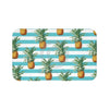 Pineapples And Teal Blue Stripes Chic Bath Mat Large 34X21 Home Decor