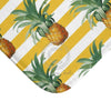 Pineapples And Yellow Stripes Chic Bath Mat Home Decor