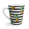 Pineapples Dark Grey Stripes White Latte Mug 12Oz Mug