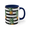 Pineapples Pinstripe Black On White Pattern Art Accent Coffee Mug 11Oz