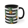 Pineapples Pinstripe Black On White Pattern Art Accent Coffee Mug 11Oz