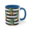 Pineapples Pinstripe Black On White Pattern Art Accent Coffee Mug 11Oz