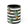 Pineapples Pinstripe Black On White Pattern Art Accent Coffee Mug 11Oz