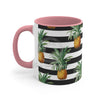 Pineapples Pinstripe Black On White Pattern Art Accent Coffee Mug 11Oz