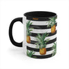 Pineapples Pinstripe Black On White Pattern Art Accent Coffee Mug 11Oz /