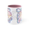 Pink Orange Blue Octopus Ink On White Art Accent Coffee Mug 11Oz /