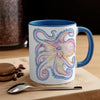 Pink Orange Blue Octopus Ink On White Art Accent Coffee Mug 11Oz