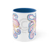 Pink Orange Blue Octopus Ink On White Art Accent Coffee Mug 11Oz