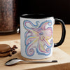 Pink Orange Blue Octopus Ink On White Art Accent Coffee Mug 11Oz