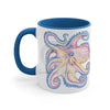Pink Orange Blue Octopus Ink On White Art Accent Coffee Mug 11Oz /