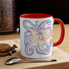 Pink Orange Blue Octopus Ink On White Art Accent Coffee Mug 11Oz