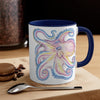 Pink Orange Blue Octopus Ink On White Art Accent Coffee Mug 11Oz