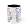 Pink Orange Blue Octopus Ink On White Art Accent Coffee Mug 11Oz Black /
