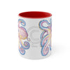 Pink Orange Blue Octopus Ink On White Art Accent Coffee Mug 11Oz Red /