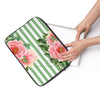 Pink Peonies Green Stripes Laptop Sleeve