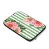 Pink Peonies Green Stripes Laptop Sleeve