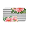 Pink Peonies Grey Stripes Chic Bath Mat Large 34X21 Home Decor