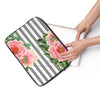 Pink Peonies Grey Stripes Chic Laptop Sleeve