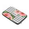 Pink Peonies Grey Stripes Chic Laptop Sleeve