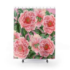 Pink Peonies On Chic Vintage Art Shower Curtain 71X74 Home Decor
