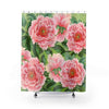 Pink Peonies On Green Chic Vintage Art Shower Curtain 71X74 Home Decor