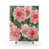 Pink Peonies On Grey Chic Vintage Art Shower Curtain 71X74 Home Decor