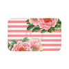 Pink Peonies Salmon Stripes Chic Bath Mat Large 34X21 Home Decor