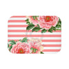 Pink Peonies Salmon Stripes Chic Bath Mat Small 24X17 Home Decor