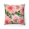 Pink Peonies Square Pillow 14X14 Home Decor
