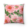 Pink Peonies Square Pillow Home Decor