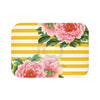 Pink Peonies Yellow Stripes Chic Bath Mat Small 24X17 Home Decor