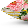 Pink Peonies Yellow Stripes Chic Square Pillow Home Decor