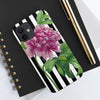 Pink Peony Black Pinstripe Art Case Mate Tough Phone Cases