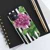 Pink Peony Black Pinstripe Art Case Mate Tough Phone Cases