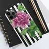 Pink Peony Black Pinstripe Art Case Mate Tough Phone Cases