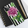 Pink Peony Black Pinstripe Art Case Mate Tough Phone Cases