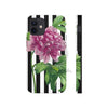 Pink Peony Black Pinstripe Art Case Mate Tough Phone Cases Iphone 12 Mini